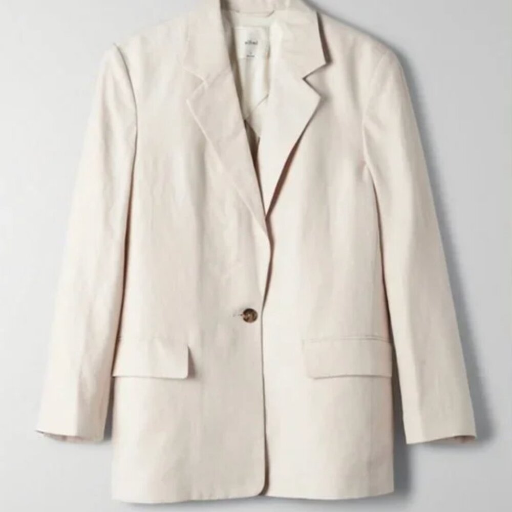 Aritzia Wilfred Vito Linen Blazer Cream White Single Button Suit Jacket Medium